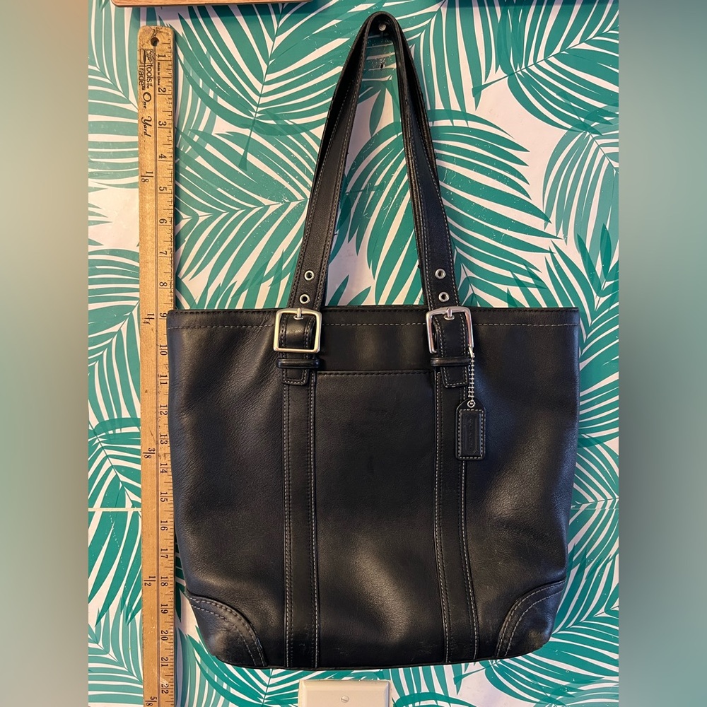 Vintage coach Hampton shoulder tote bag black leather 90’s Y2K - Picture 6 of 16